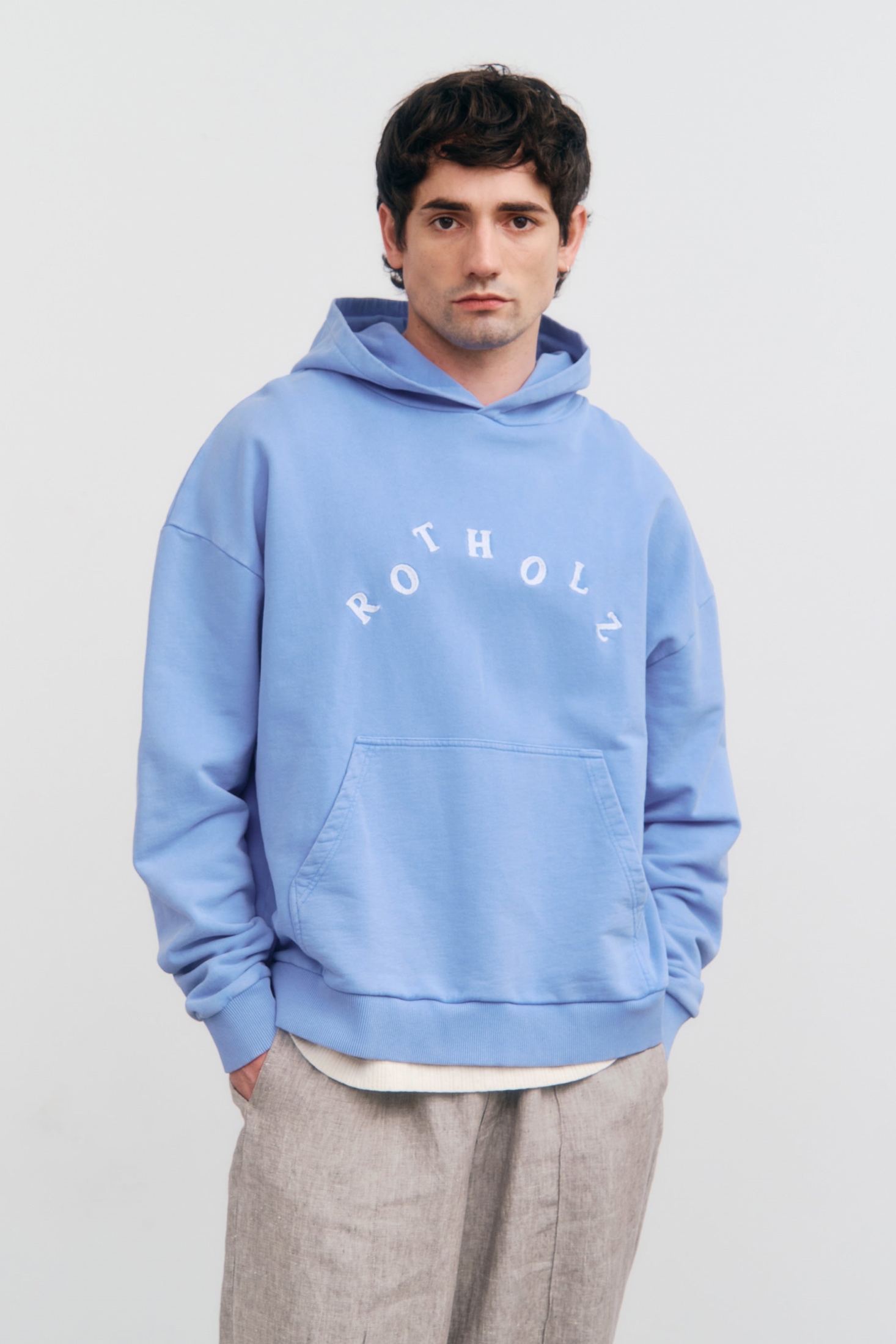 Rotholz mannen vegan Hoodie Met Logo In Vervaagd Blauw