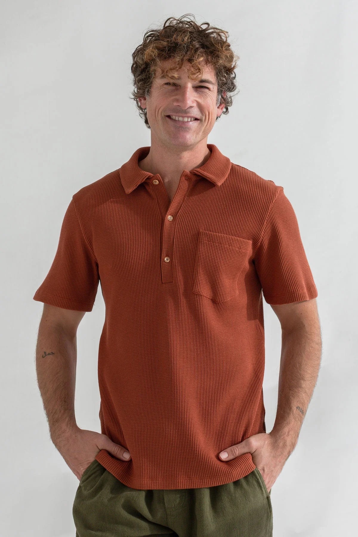 TWOTHIRDS mannen vegan Poloshirt In Blik, Kokosnootschaal Bruin