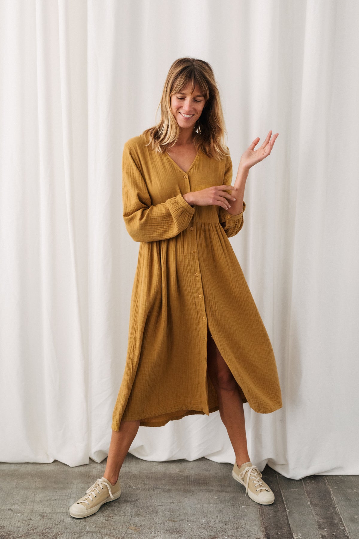 TWOTHIRDS  Jurk Tafahi Mustard