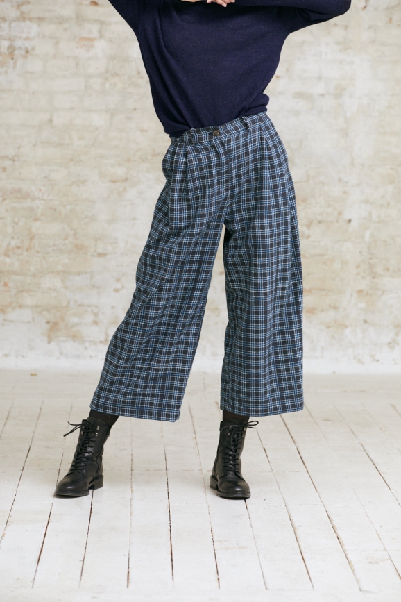 Jyoti - Fair Works  Culotte AWAsi Ruiten Donkerblauw