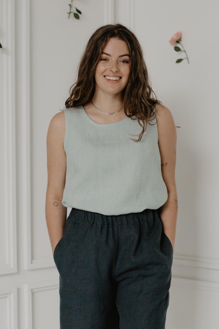 AmourLinen Colette Top - Lichtgroen