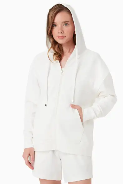 ORGANICATION Vegan Hoodie Rits Off White