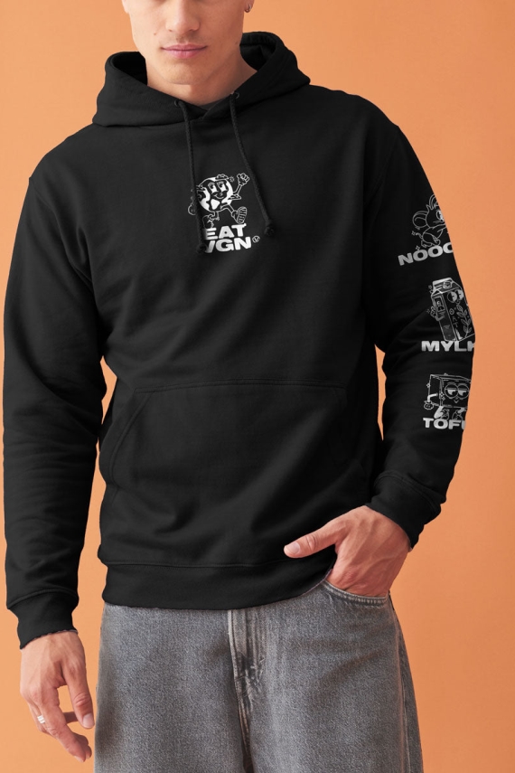 Plant Faced Clothing mannen vegan Hoodie Eet Vgn Zwart
