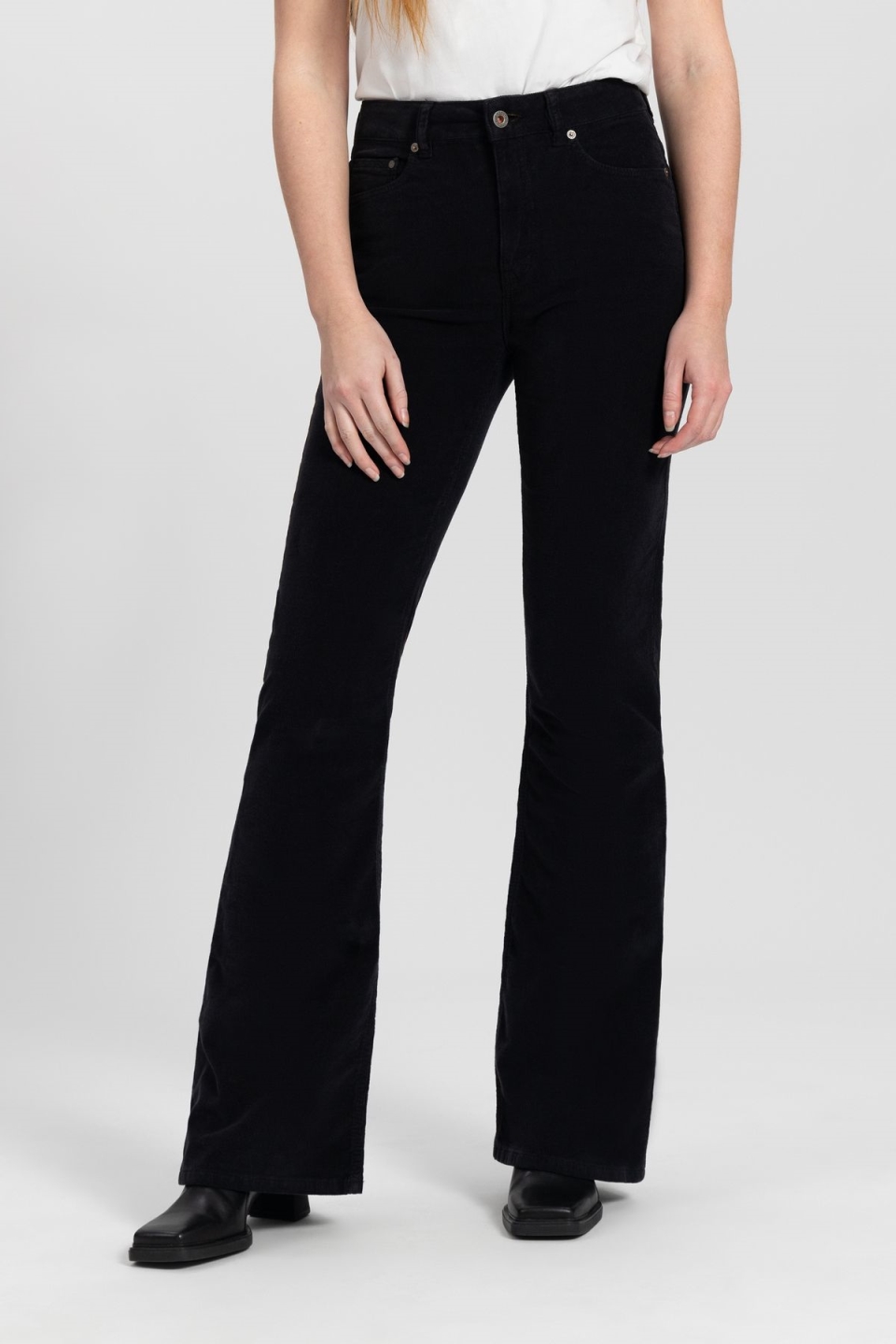 Kuyichi  Broek Flare Corduroy Lisette Gitzwart
