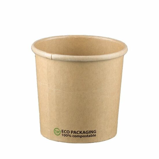 Bio SoepBeker kraftkarton/PLA 480ml bruin, pak 25 stuks
