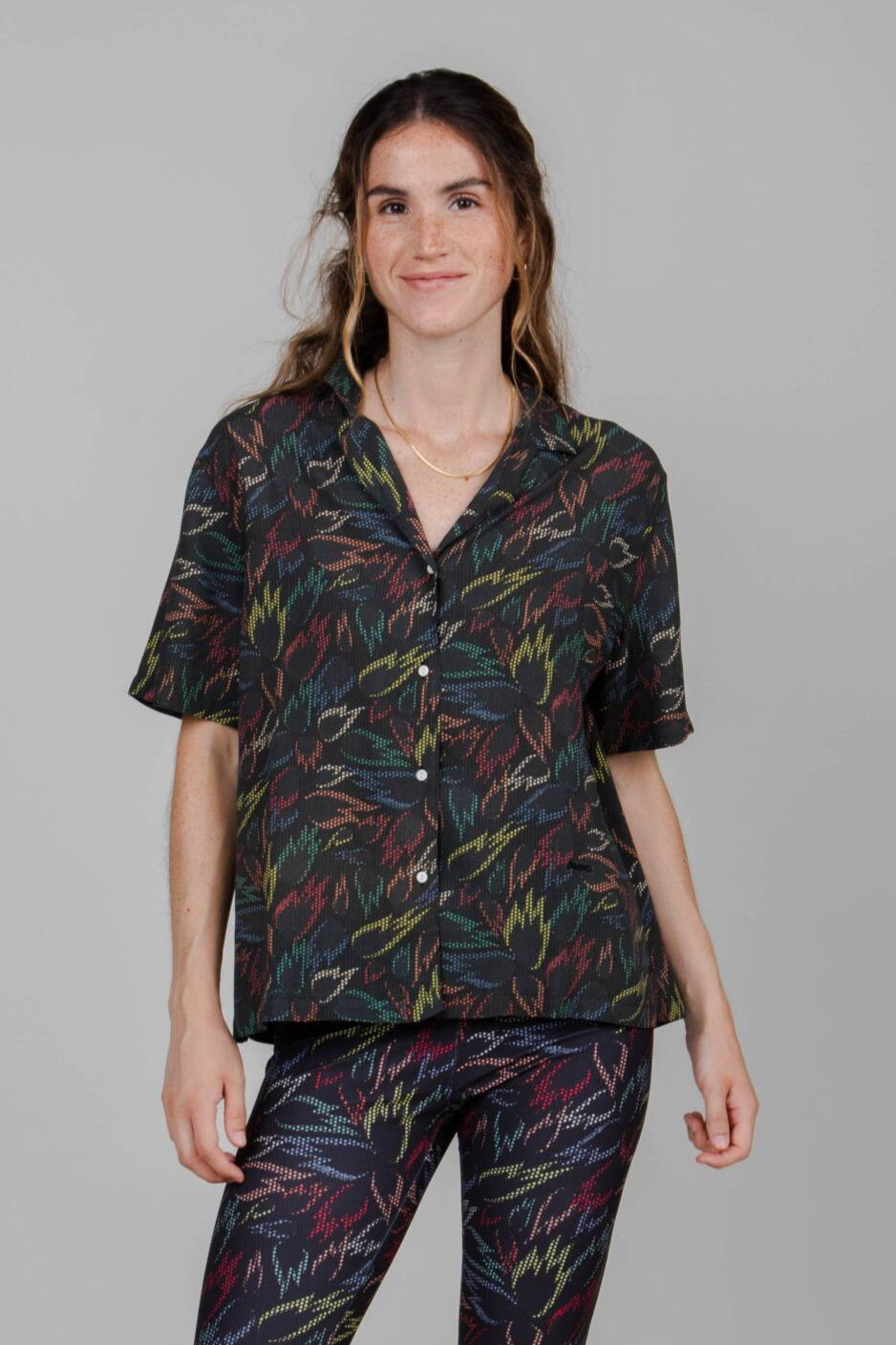 Brava Fabrics  Blouse Vlammen Aloha Zwart