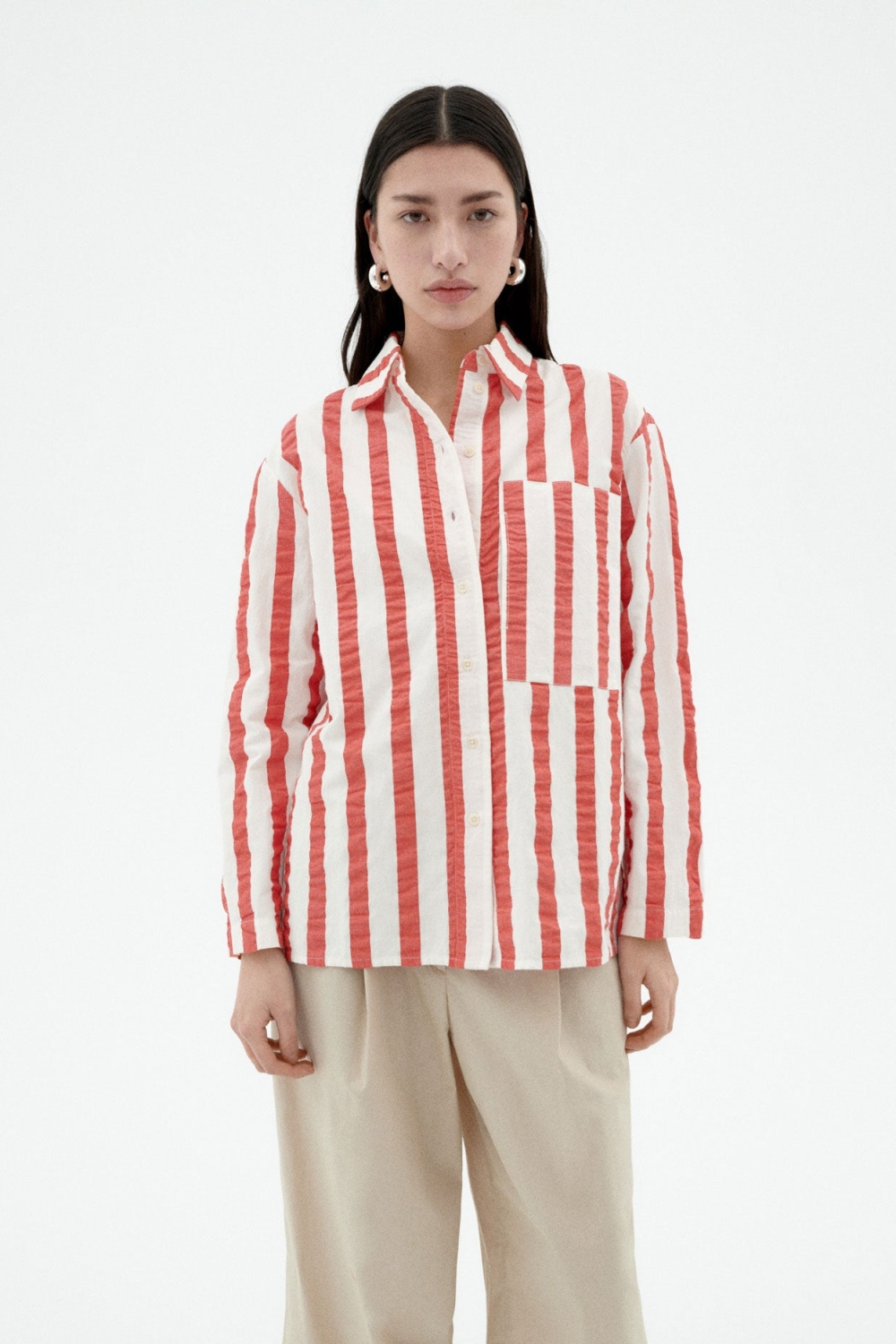Thinking MU  Blouse Seersucker Marcelle Gestreept