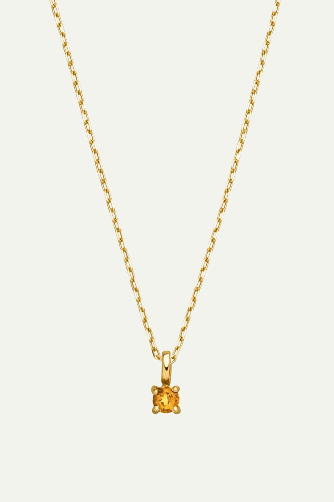 Dear Darling Berlin  Ketting Geboortesteen 14 November Echt Goud En Citrien