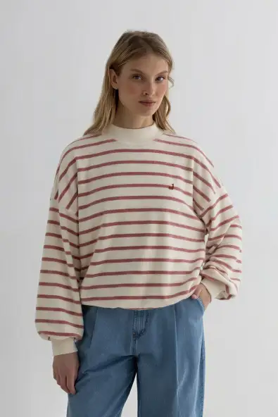 TWOTHIRDS  Sweatshirt Bequia Sienna Rood Gestreept
