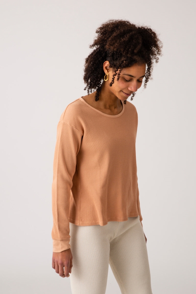 MATONA  T-Shirt Lange Mouw Basic Terracotta Oranje