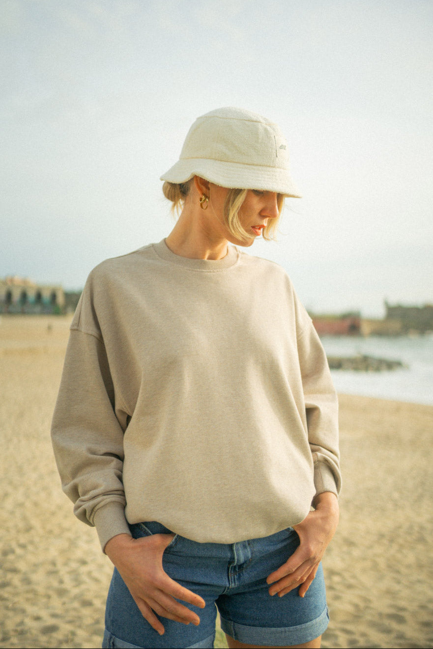 DIRTS mannen vegan Oversized Sweatshirt Met Ronde Hals, Woestijnbeige