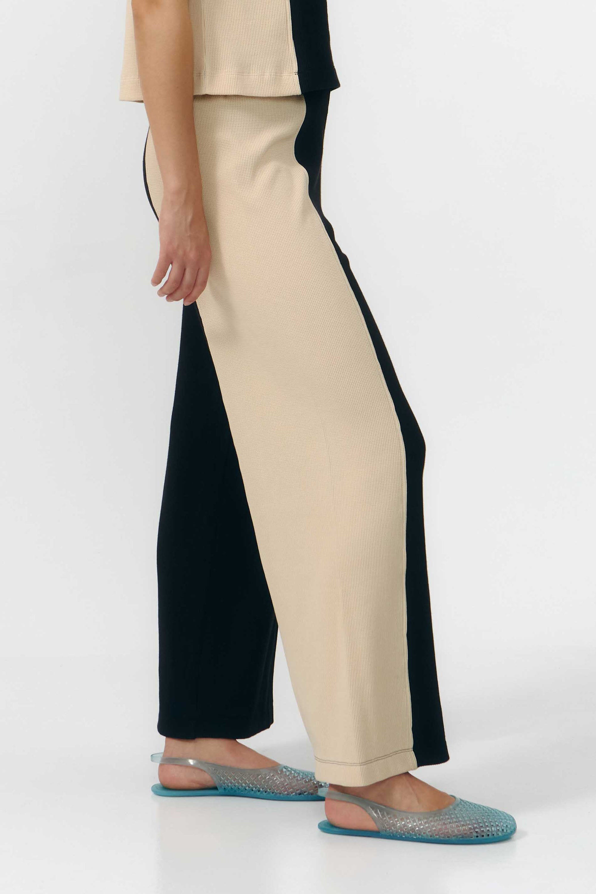 SUITE13LAB  Broek Belino Bicolor Zwart/Beige
