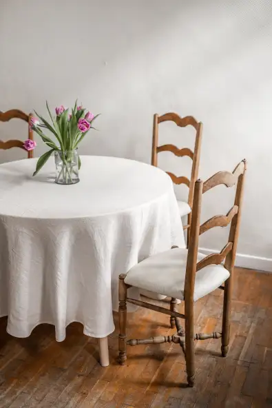 AmourLinen  Tafelkleed Rond Wit