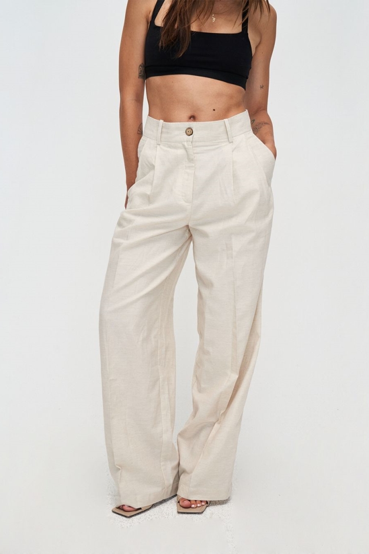 Kuyichi  Broek Patty Palazzo Gemêleerd Off White