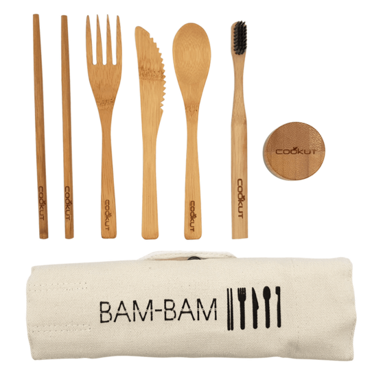 Cookut Bam-Bam; bamboe houten bestek set 6-delig