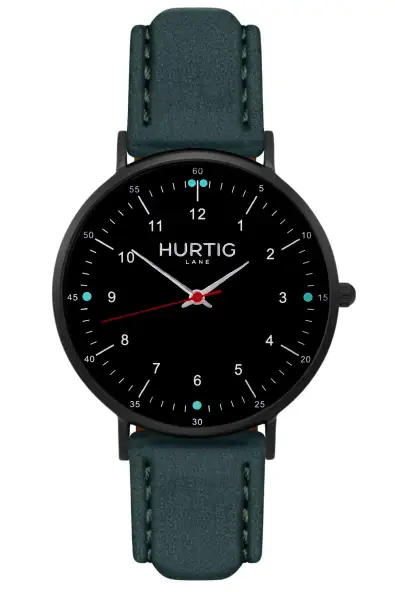 Hurtig Lane  Horloge Moderna Suède Zwart & Donkergroen