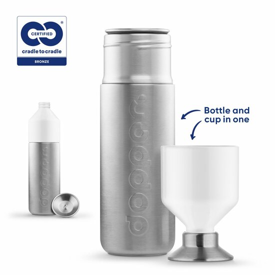 De Dopper Original Solid Steel 1,1l - Extra grote RVS waterfles 1100ml