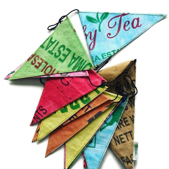 Superwaste Par Tea Flag, vlaggenlijn 3,5m van gerecyclede theezakken