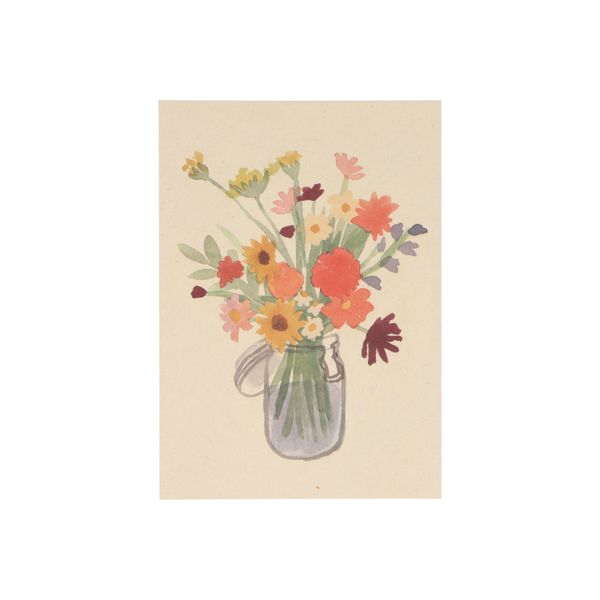 Kaart, bloemen in weckpot