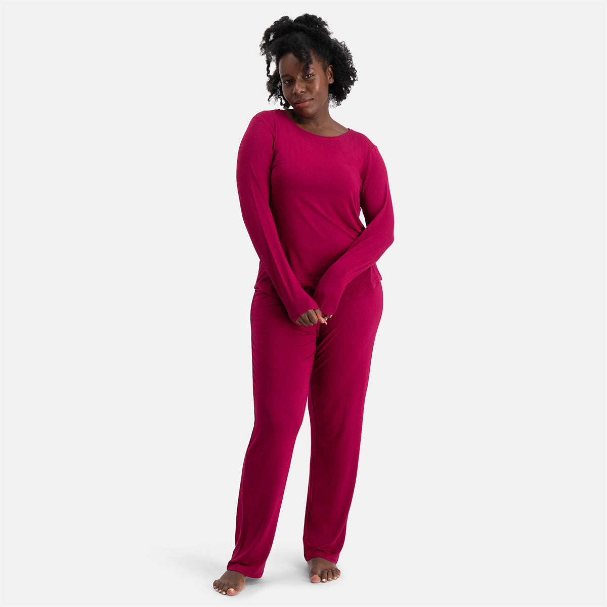 Pyjama set lange mouw Nina - Bordeaux