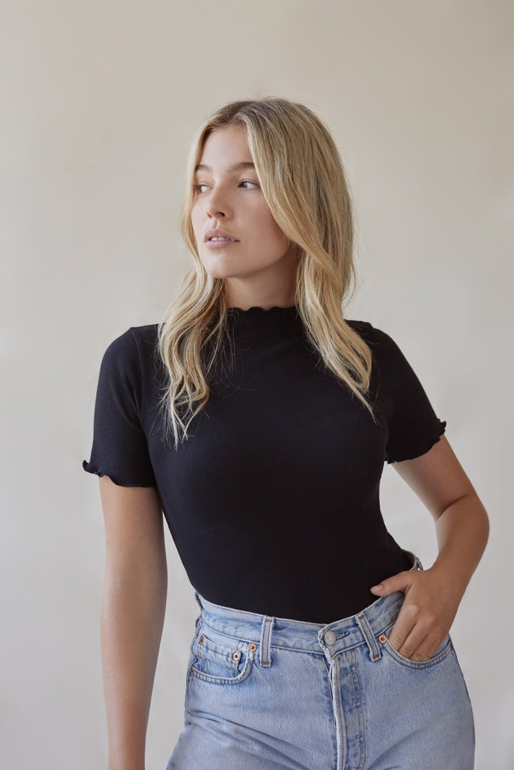 The Lola - Ruffle Tee - Black