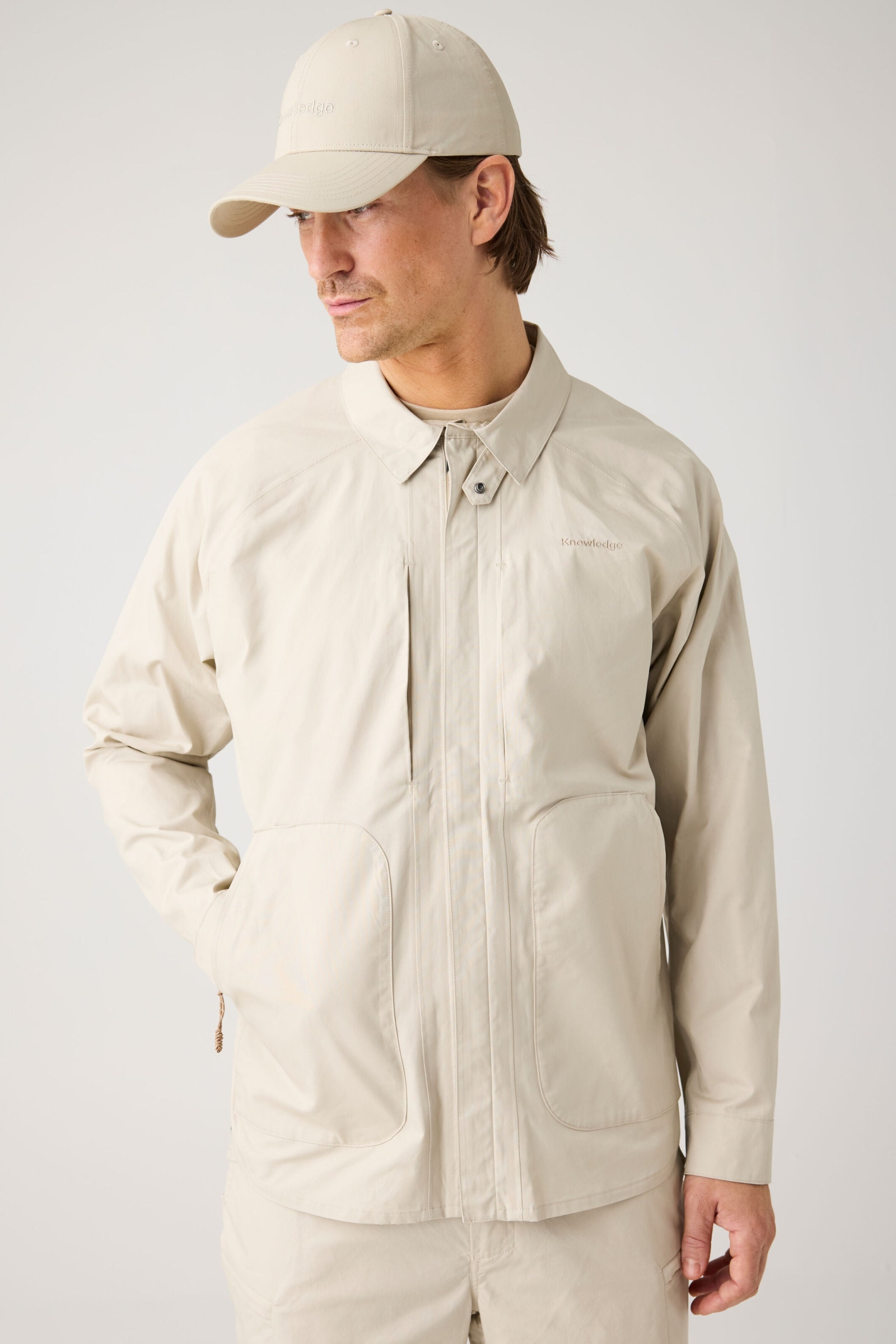 KnowledgeCotton Apparel mannen vegan Jas Vent Canvas 200 Licht Verengrijs