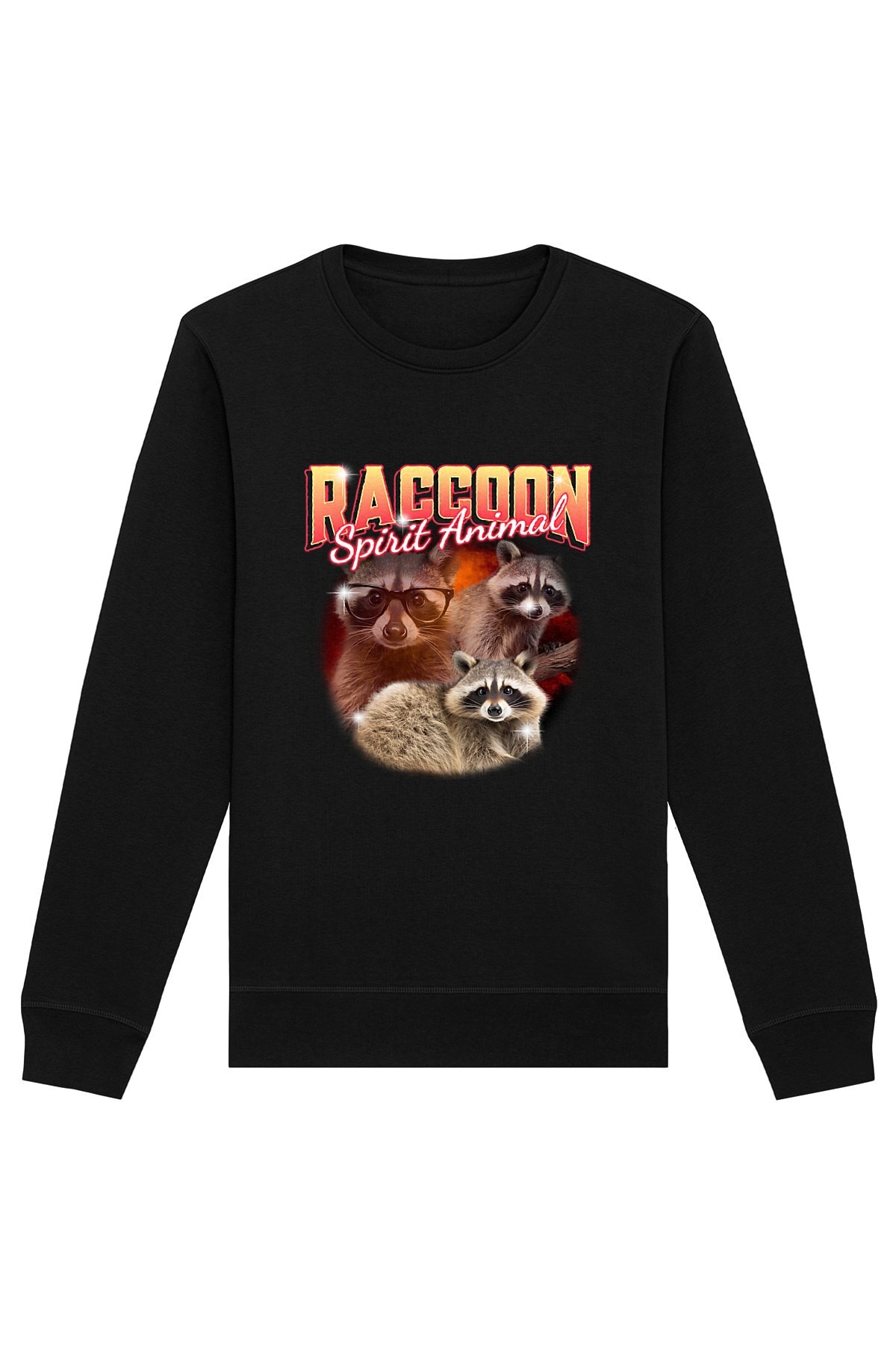 Zwart Vegan Sweatshirt Raccoon Spirit Animal