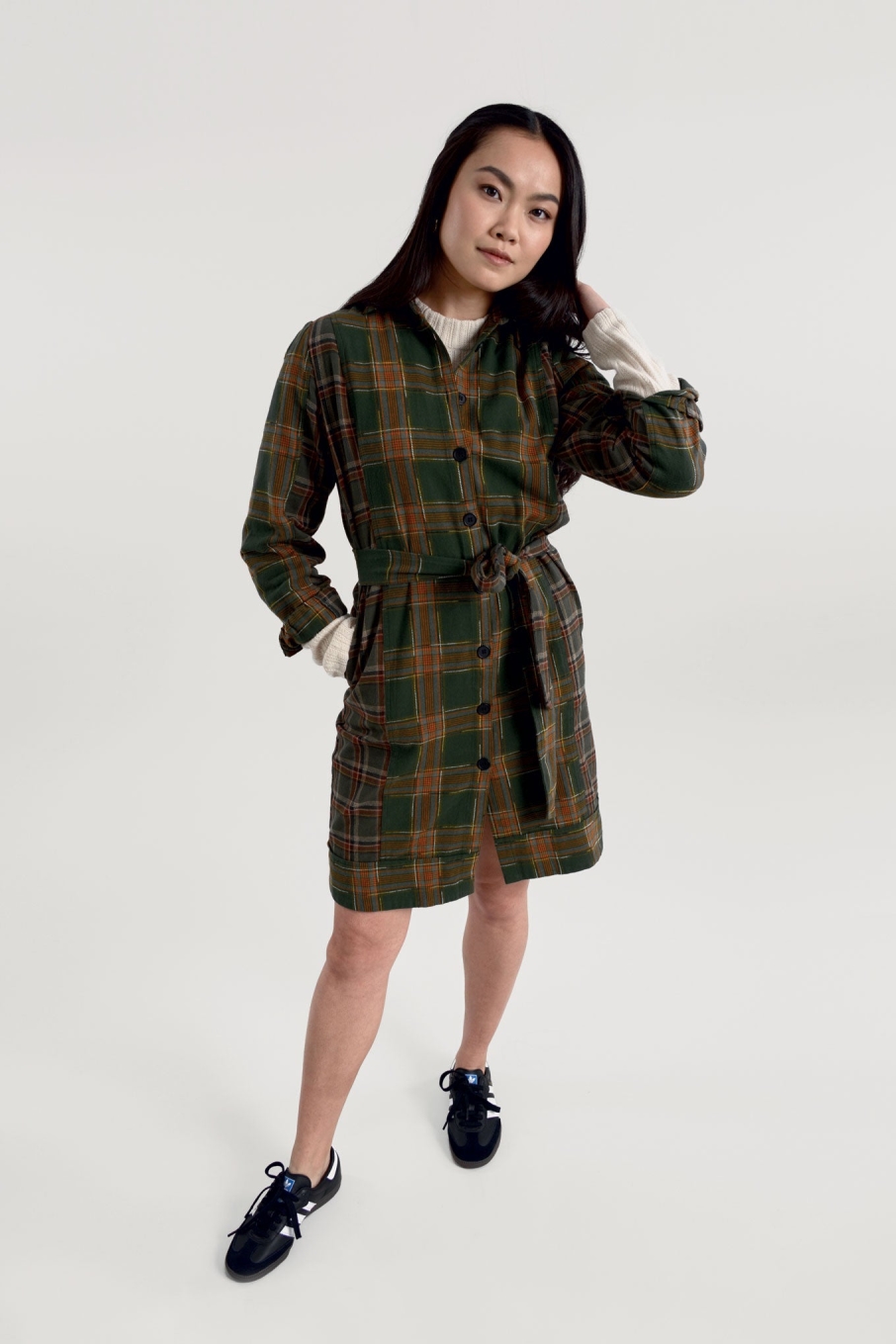 KOMODO  Jurk Flanel Patchwork Robijn Groen