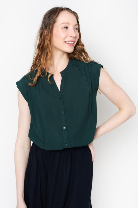 Zerum Ines Blouse Donkergroen - Vegan en Duurzaam