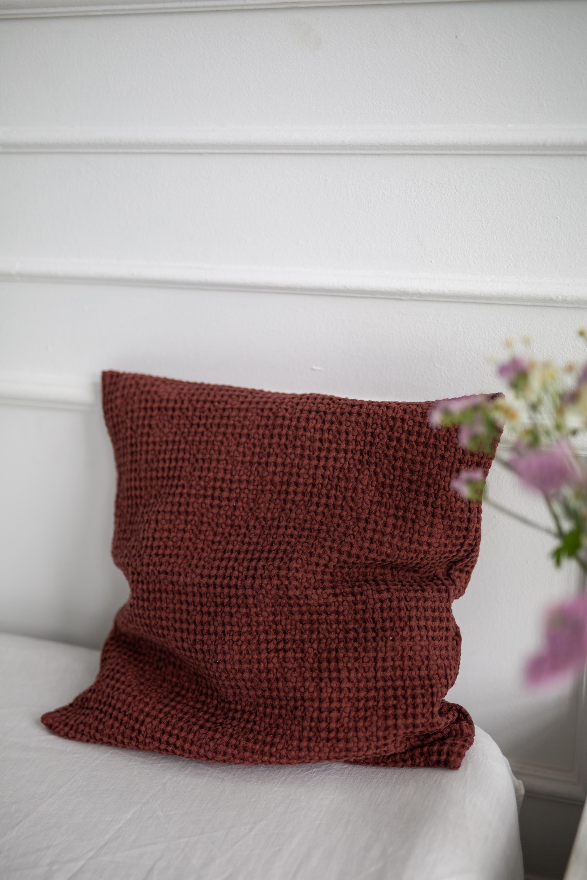 AmourLinen  Linnen Wafelkussensloop Terracotta