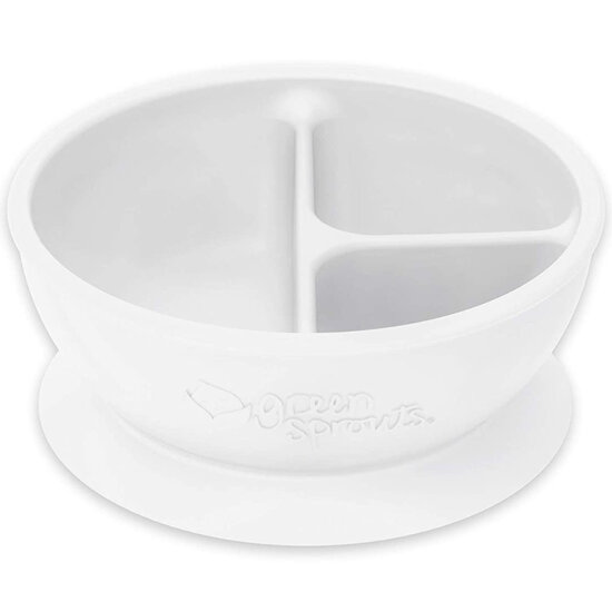 Green Sprouts silicone suction learning bowl - Witte kom met vakjes en zuignap