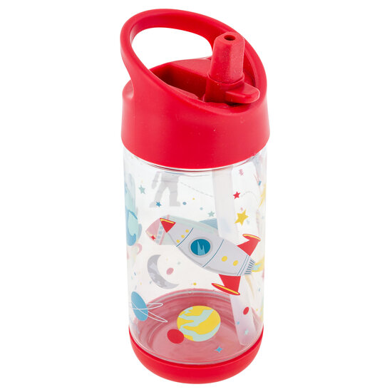 Flip top bottle Red Space - Tritan kinderfles met ruimtevaart print