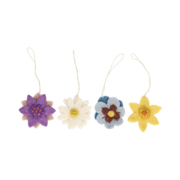 Hanger, vilt, bloemen, set van 4