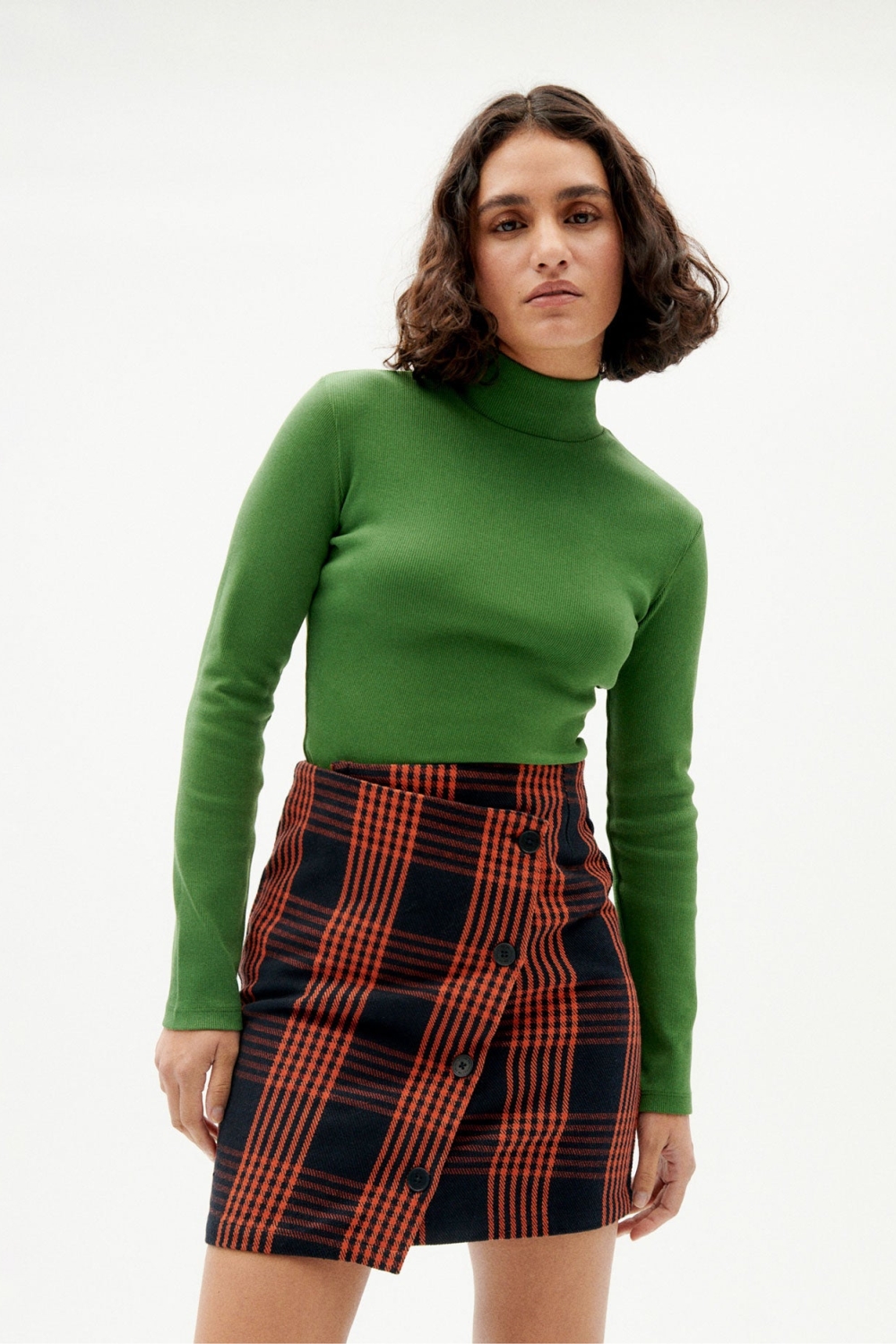 Thinking MU  Rok Mila Navy Geruit & Oranje