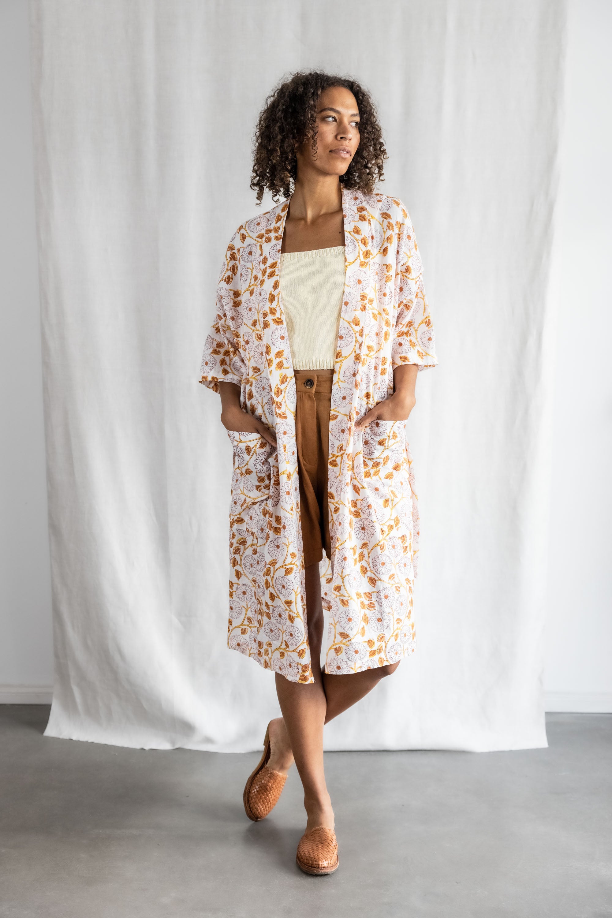 Jyoti - Fair Works  Cardigan Rohani Blockprint Bloemen