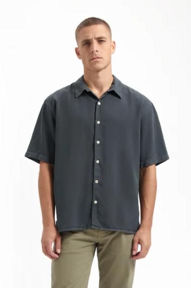 Kuyichi mannen vegan Shirt Ben Ss Houtgrijs