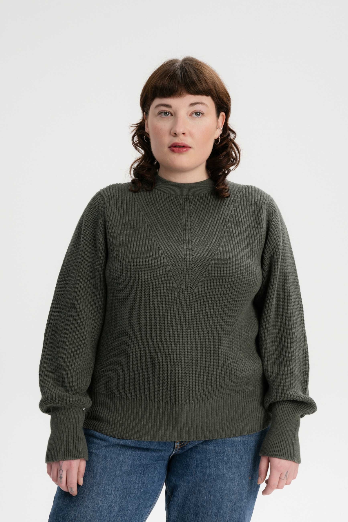 MELA  Gebreide Trui Gauri Groen GemÃªleerd