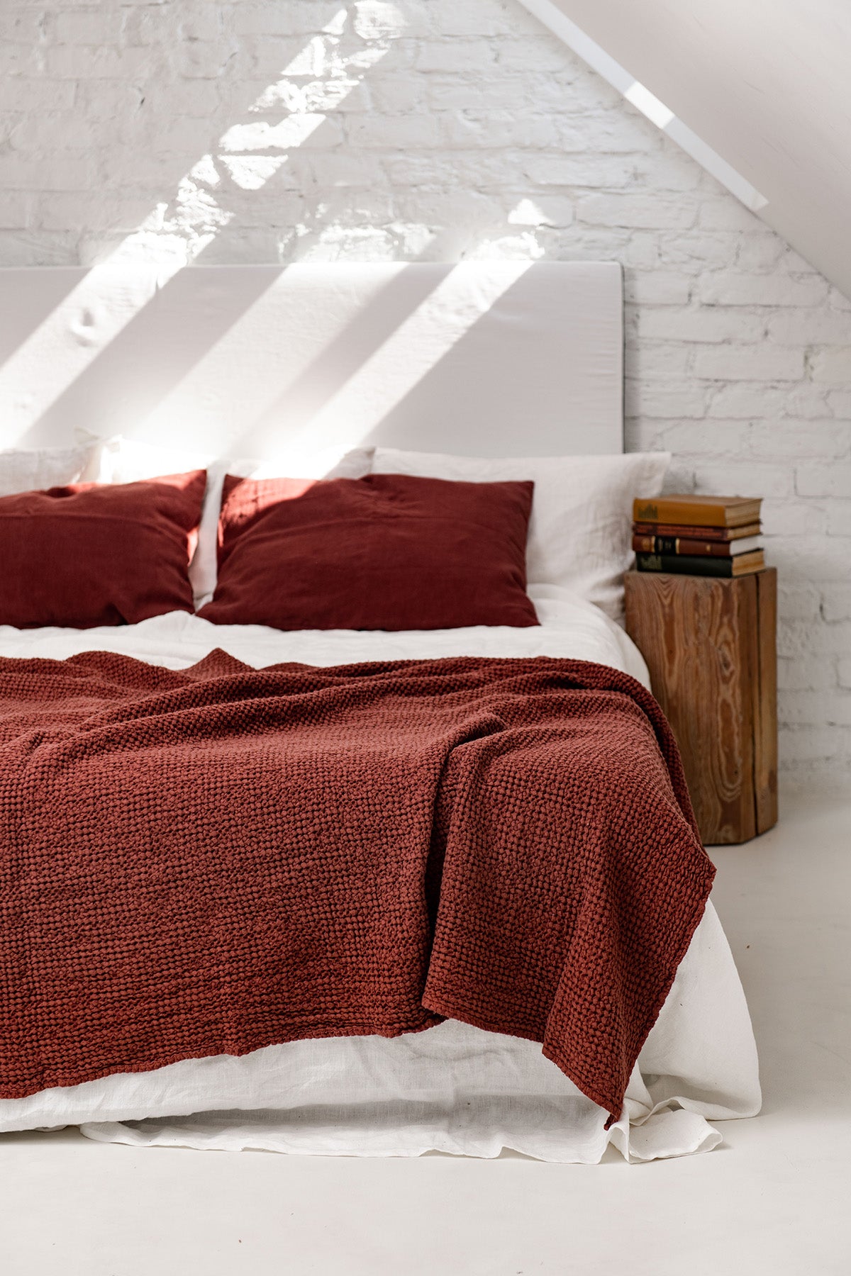 AmourLinen  Linnen Wafelbedsprei Terracotta