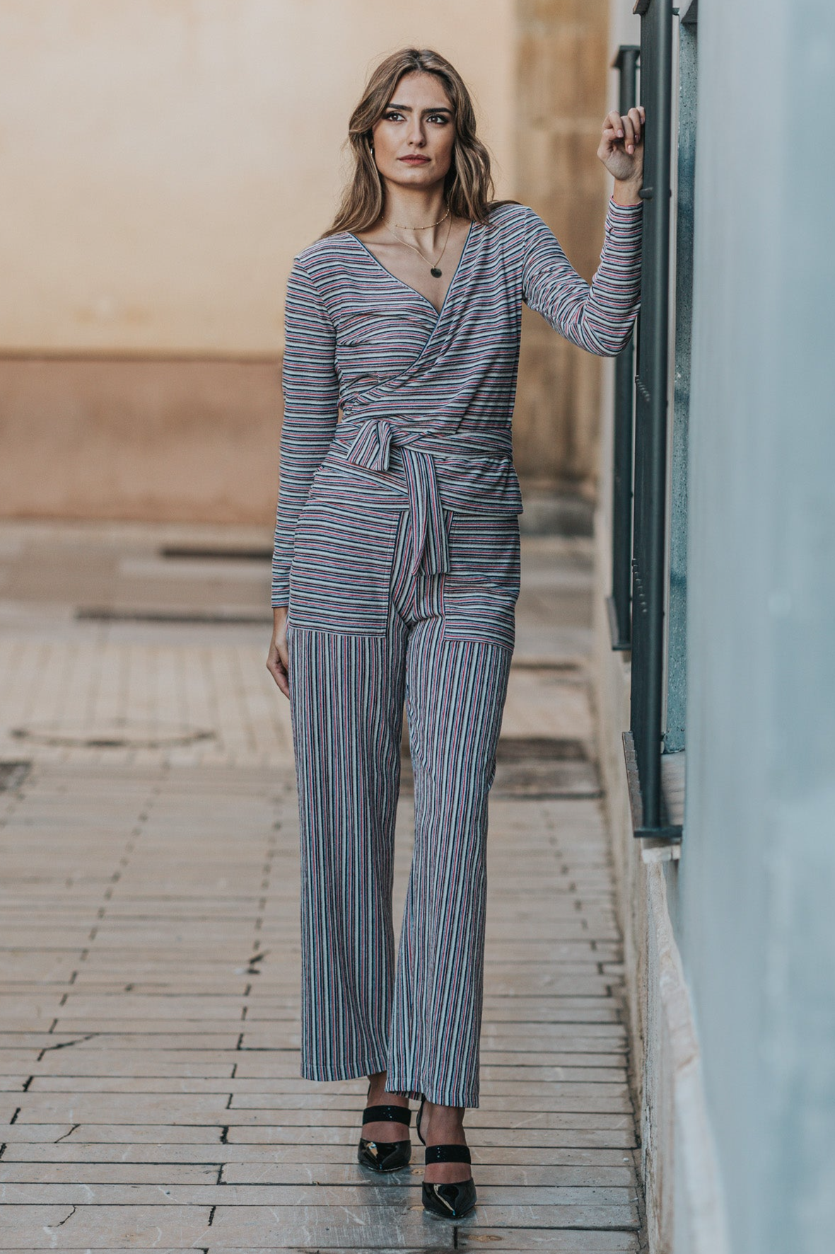 M.R BRAVO  Broek Tracey Clave Blauwe Streep