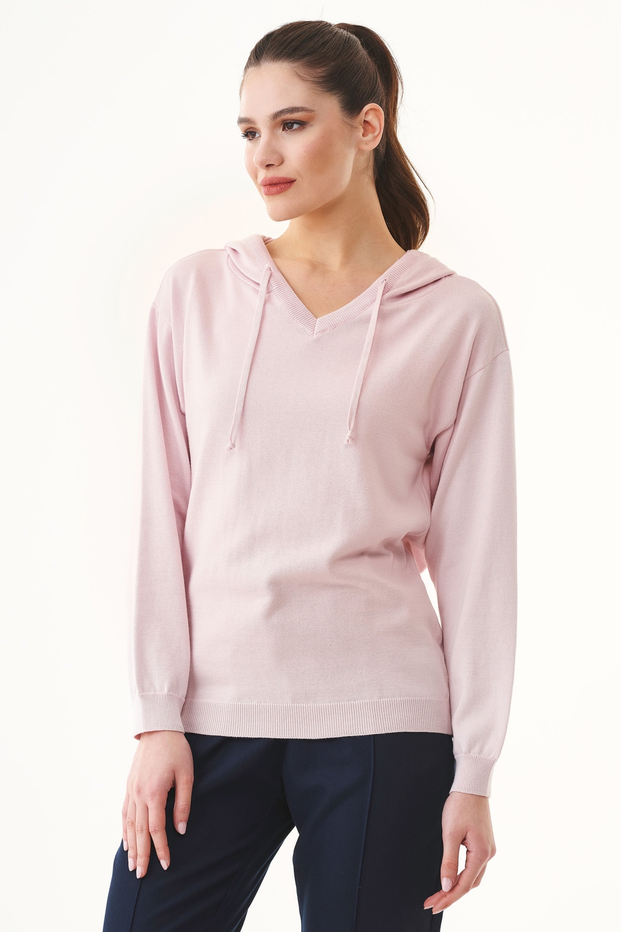 ORGANICATION  Hoodie Fijn Gebreid Zacht Roze