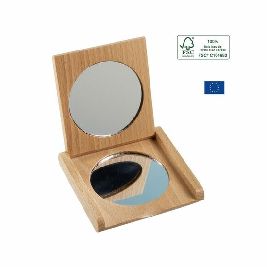 Anaé compacte make-up spiegel van beukenhout