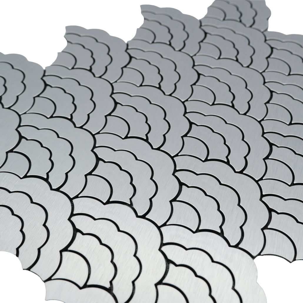 Zelfklevende Mozaïektegels Metaal | Waaier Zilver | 26,8×28,1 cm | Keuken, Bad & WC
