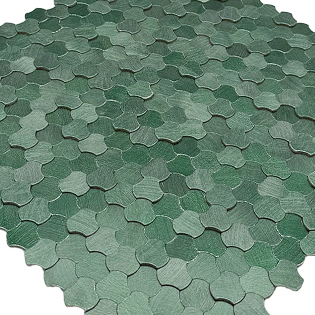 Zelfklevende Mozaïektegels Metaal | Driepas 3D Donkergroen | 30,5×29,6 cm | Keuken, Bad & WC