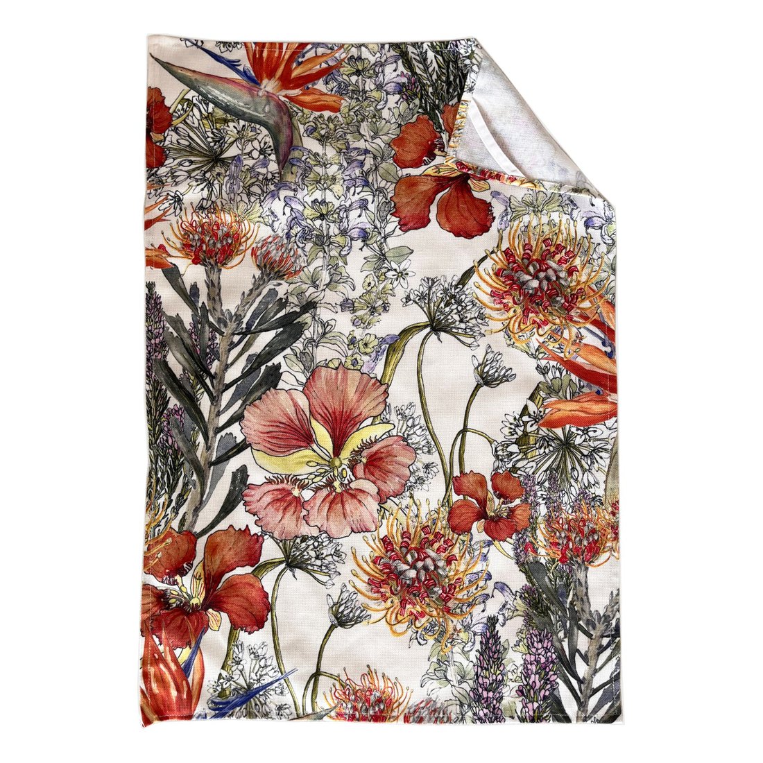 Floral Tea Towel Recycled Plastic - Orange Fynbos