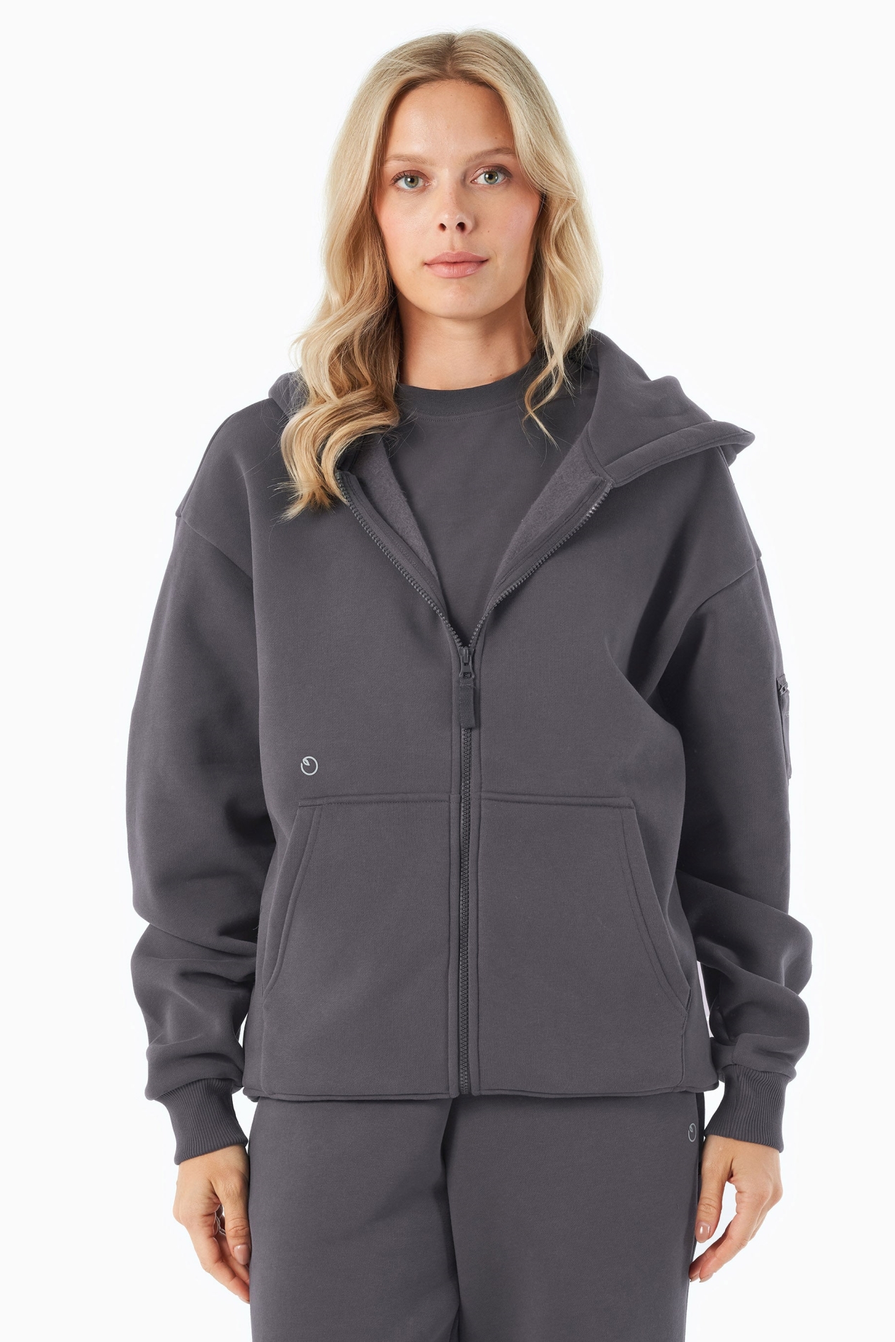 ORGANICATION mannen vegan Hoodie Met Volledige Ritssluiting Jenna Shadow Grey