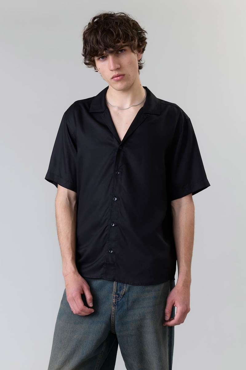 Yahmo mannen vegan Shirt Vuil Zwart