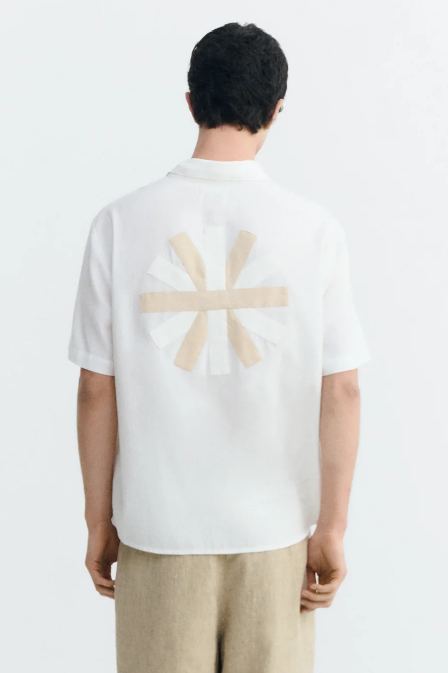 Thinking MU mannen vegan Shirt Paddy Back Patch CrÃ¨me