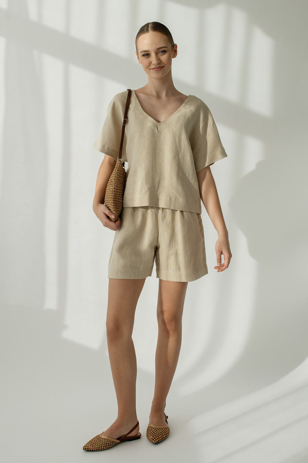 Amber Linen  Set Shorts Palma Pale Sand