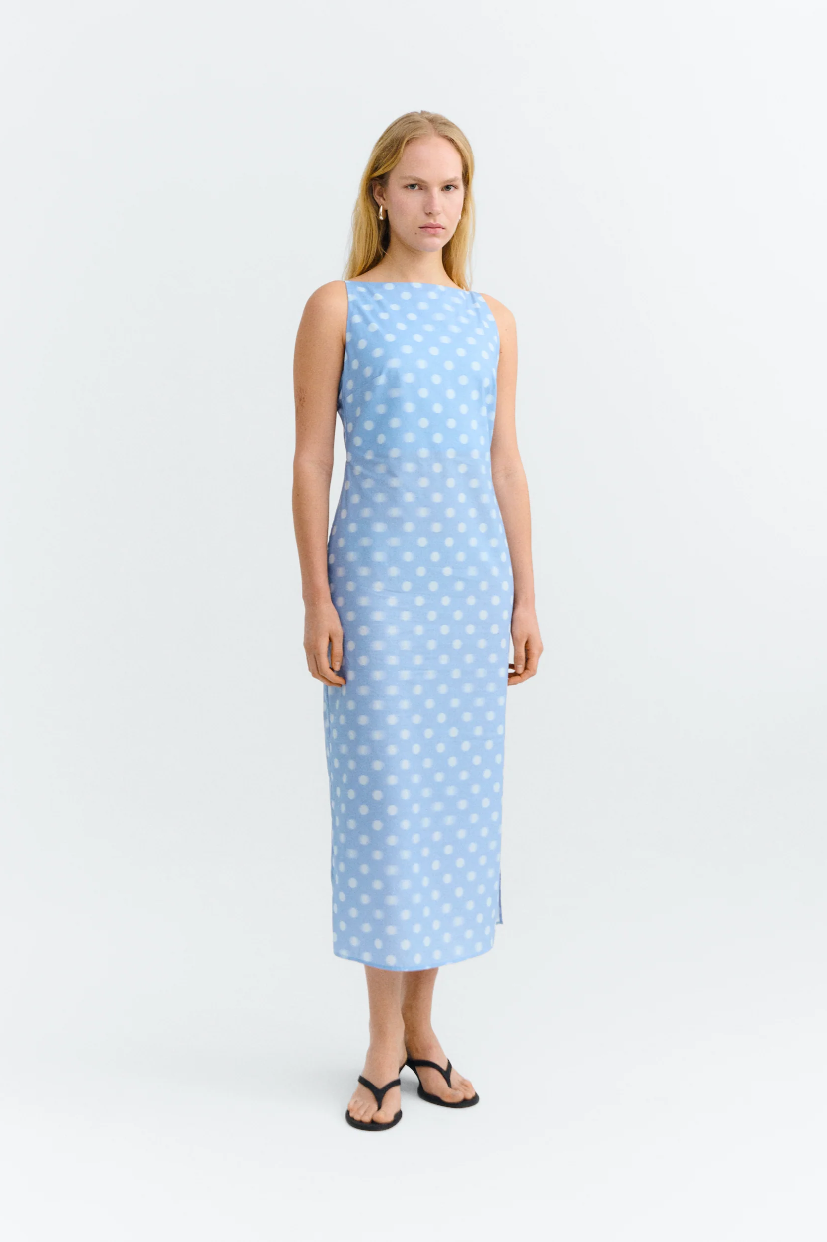 Thinking MU  Jurk Sunniva Blauw Met Stippen
