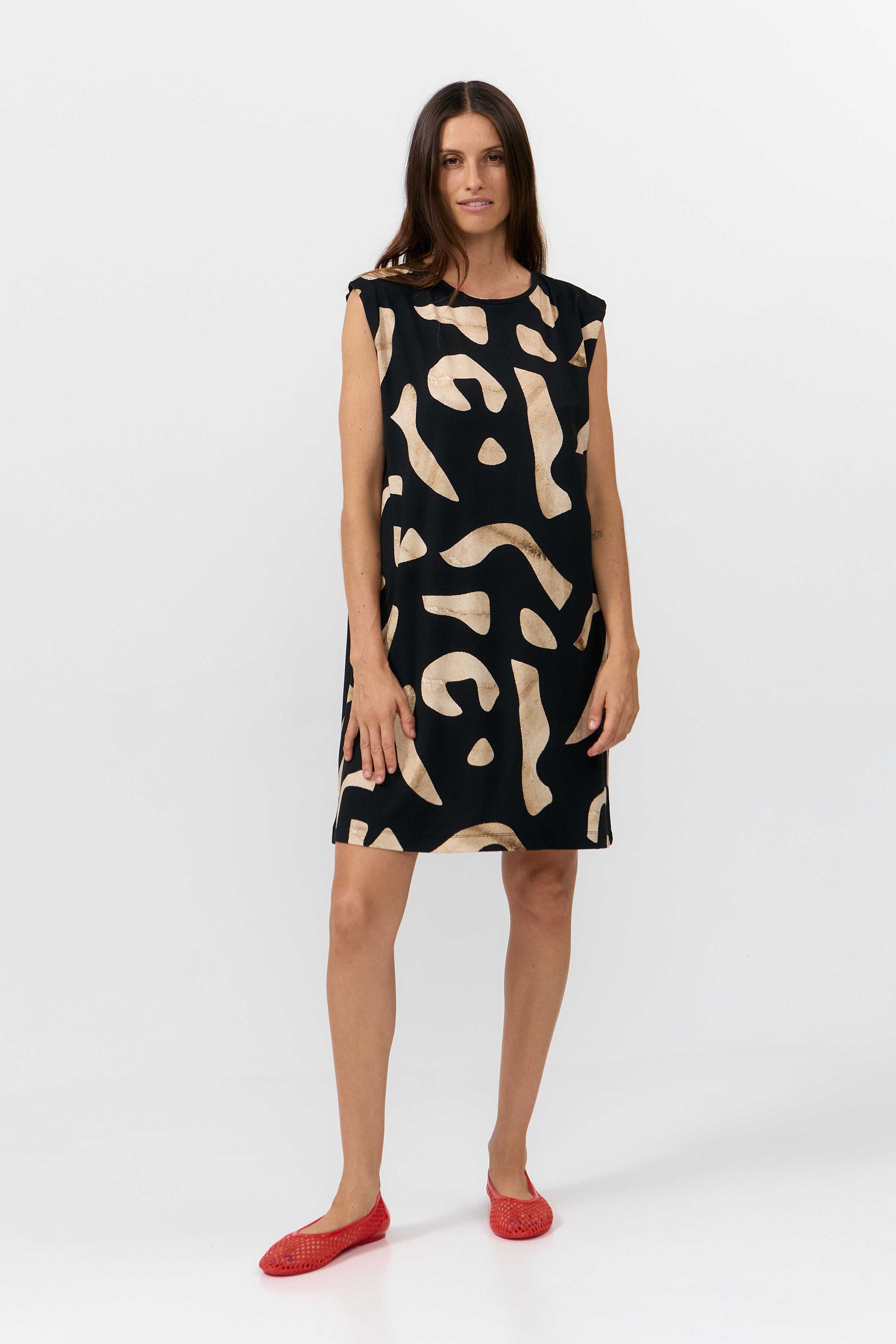 SUITE13LAB  Jurk Met Shire-Print En Stenen, Zwart